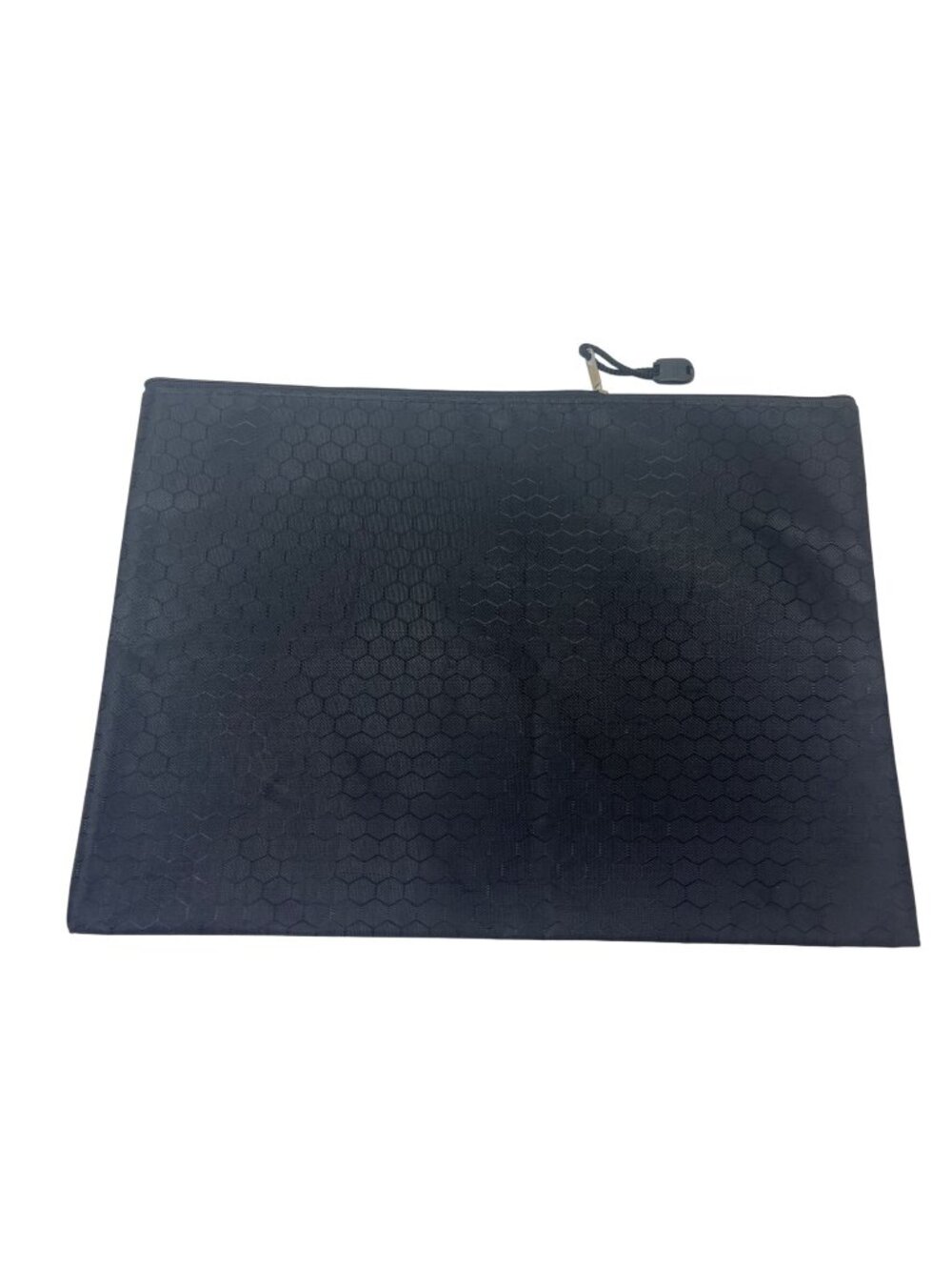 Black Hexagonal Patterned Zipper Pouch 12.5"x9.5" Durable Fabric By BaiJu 5a